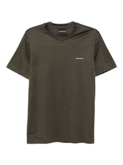 Front view of an Emporio Armani T-Shirt in green, showcasing the brand's signature style. Perfect for casual and smart-casual outfits, this best seller is part of the Fall - Winter 2025 collection. Shop now for stylish men's clothing from Emporio Armani T-Shirts. It’s a must-have for men who appreciate premium quality. Enjoy versatile topwear options that elevate any wardrobe.