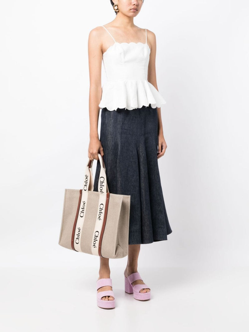 Chloé Tote bag Woody in lino | Urbalenti™ NYC