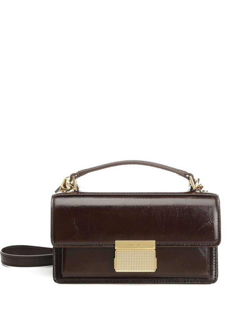 Bolso pequeño Venezia de Golden Goose en cuero marrón oscuro con hebilla dorada | URBALENTI™