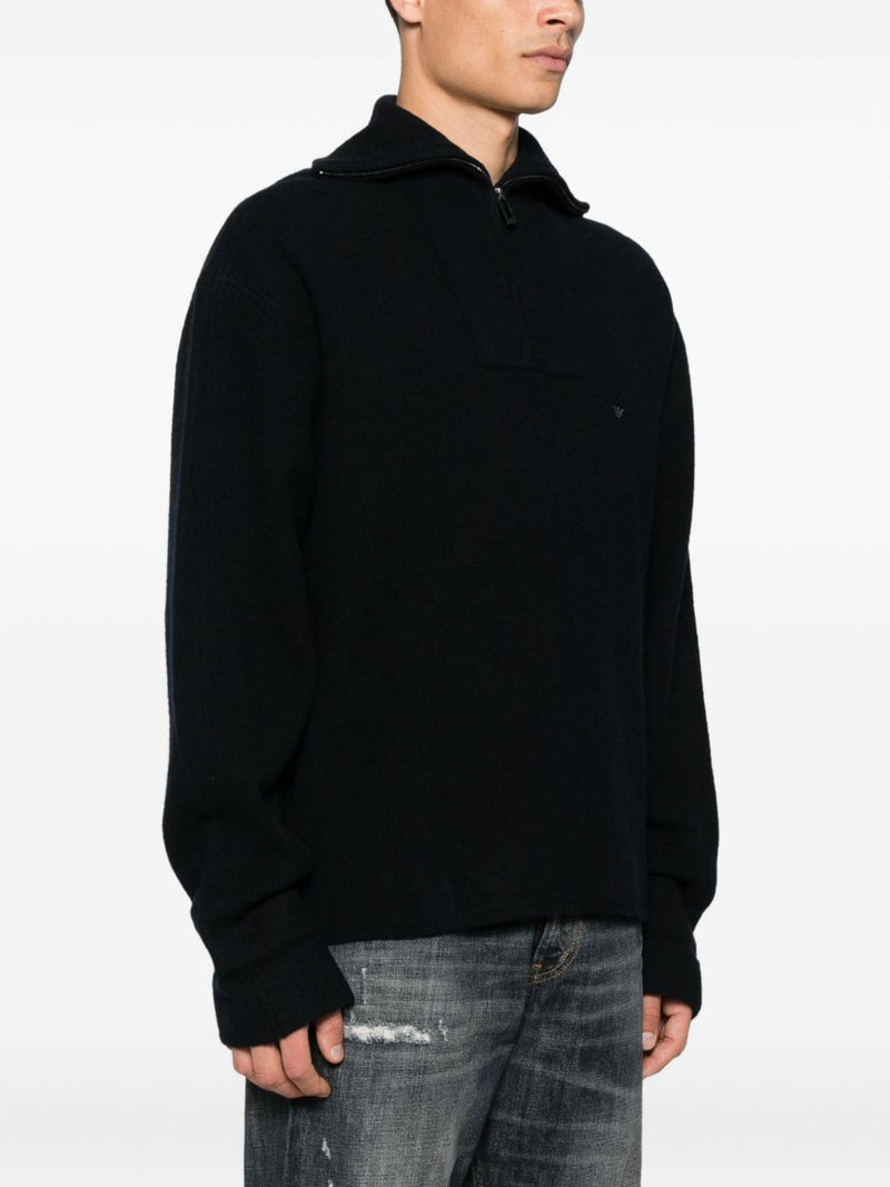 Emporio Armani Half-zip wool sweater | Urbalenti™ NYC