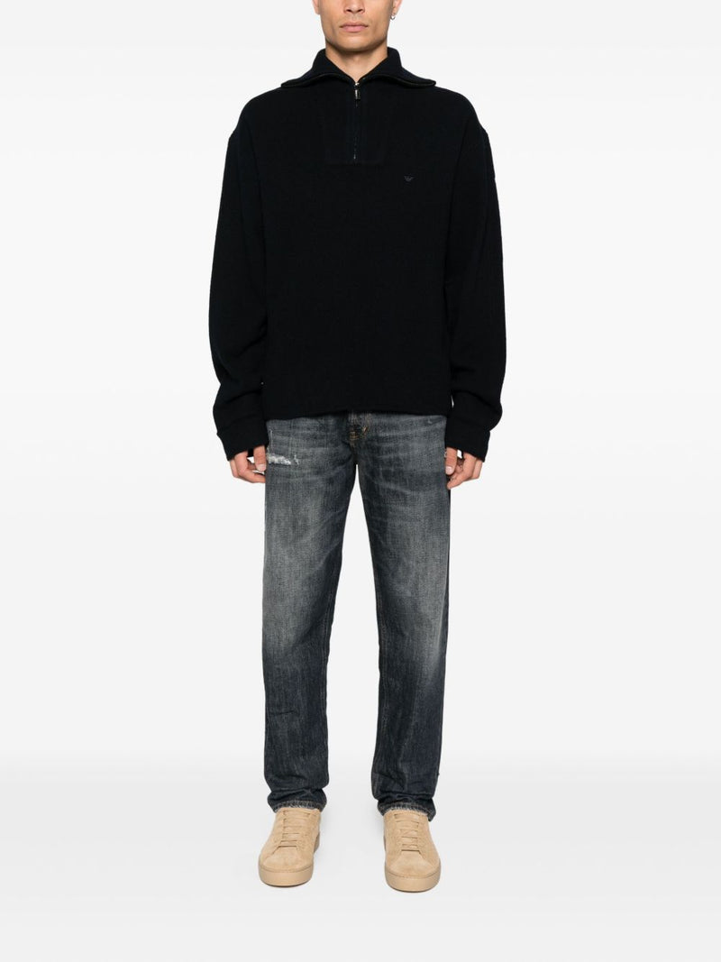 Emporio Armani Half-zip wool sweater | Urbalenti™ NYC