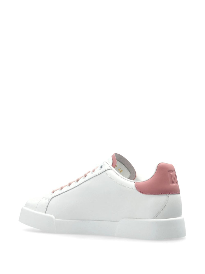 Dolce & Gabbana Dolce & Gabbana-Zapatillas Portofino Light Strobel en piel de becerro blanca y rosa