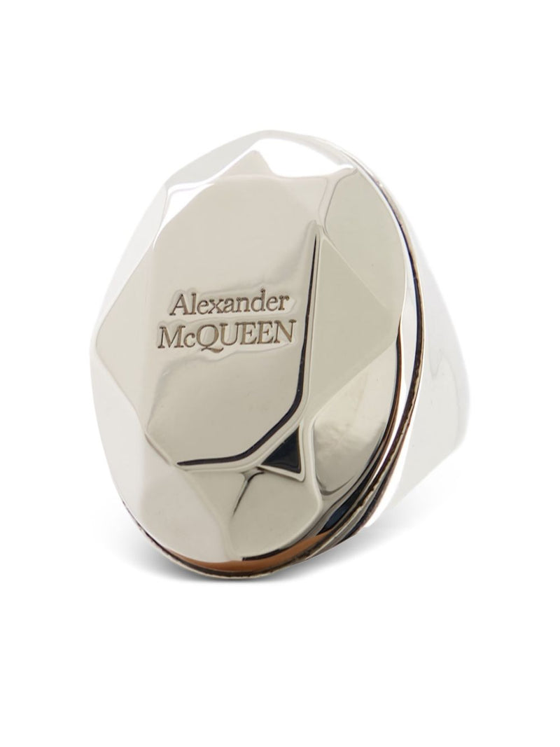 Alexander McQueen The Faceted Stone Ring - Silver | Urbalenti | Urbalent... | Urbalenti™ NYC