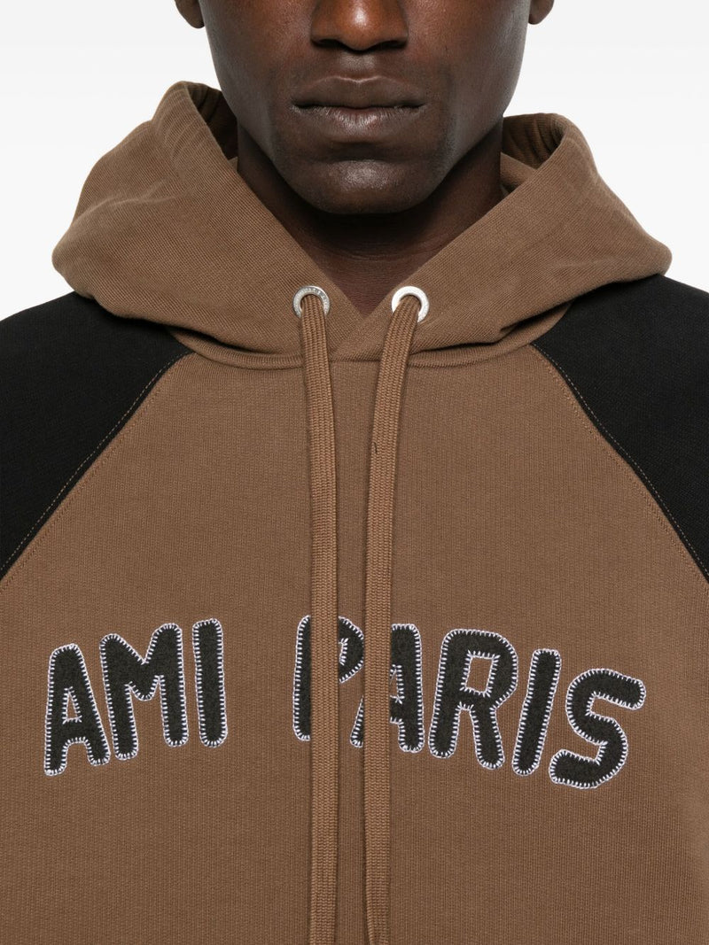 Ami Paris Cotton colorblock hoodie | Urbalenti™ NYC