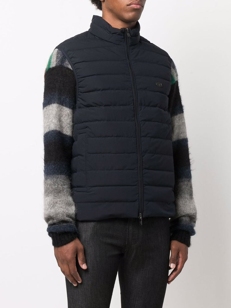 Emporio Armani Full-zip, sleeveless quilted nylon down jacket with eagle... | Urbalenti™ NYC