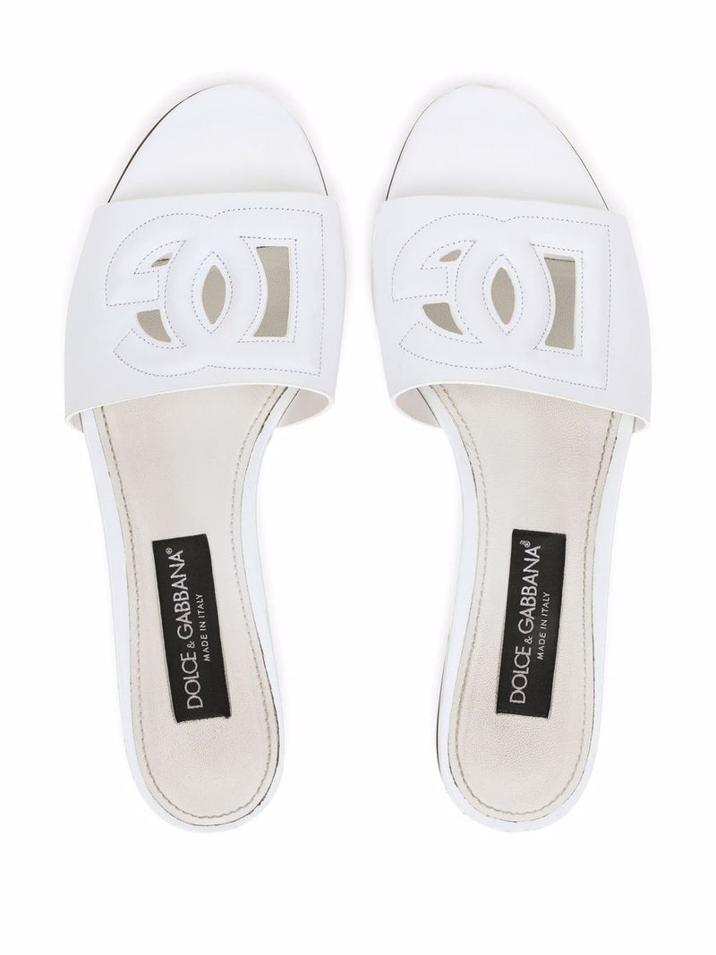 Dolce & Gabbana -DG Millennials logo slides in white calf... | Urbalenti™ NYC