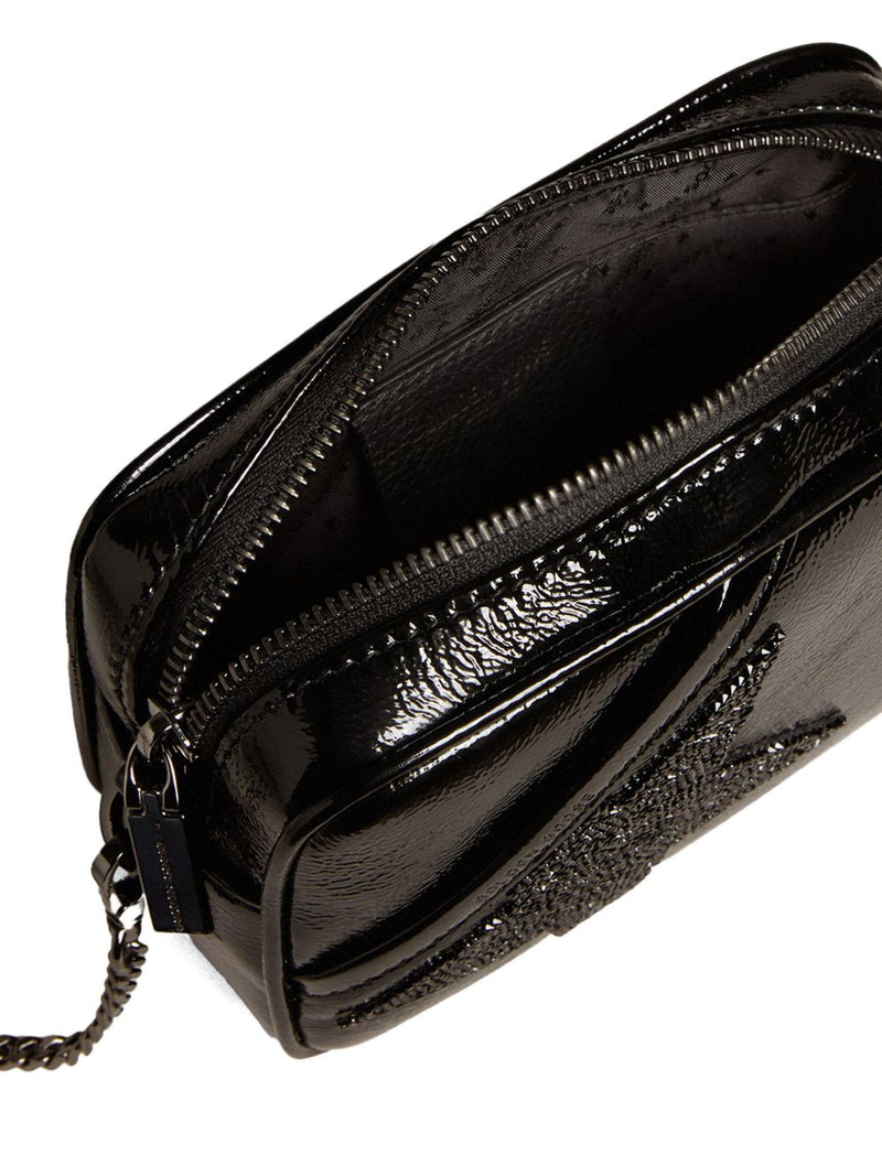 Golden Goose Mini Star Bag In Black Leather With Swarovski Crystal Star... | Urbalenti™ NYC