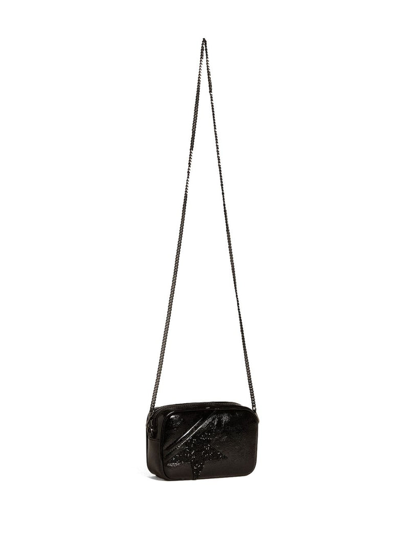 Golden Goose Mini Star Bag In Black Leather With Swarovski Crystal Star... | Urbalenti™ NYC