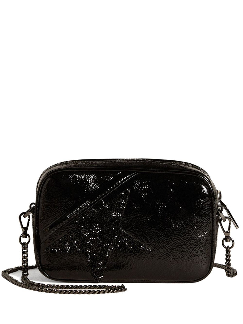 Golden Goose Mini Star Bag In Black Leather With Swarovski Crystal Star... | Urbalenti™ NYC