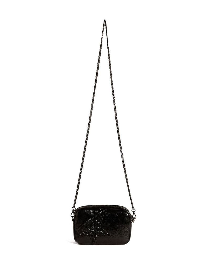 Golden Goose Mini Star Bag In Black Leather With Swarovski Crystal Star... | Urbalenti™ NYC