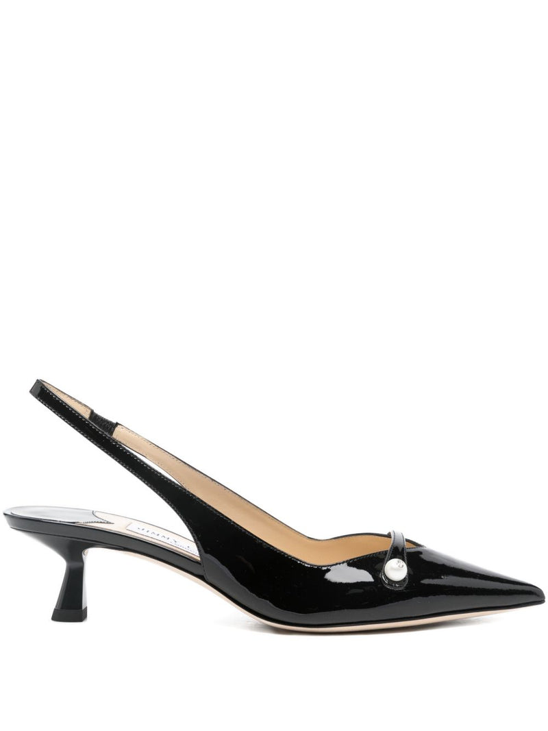 Jimmy Choo Amita 45 patent leather slingback pumps | Urbalenti™ NYC
