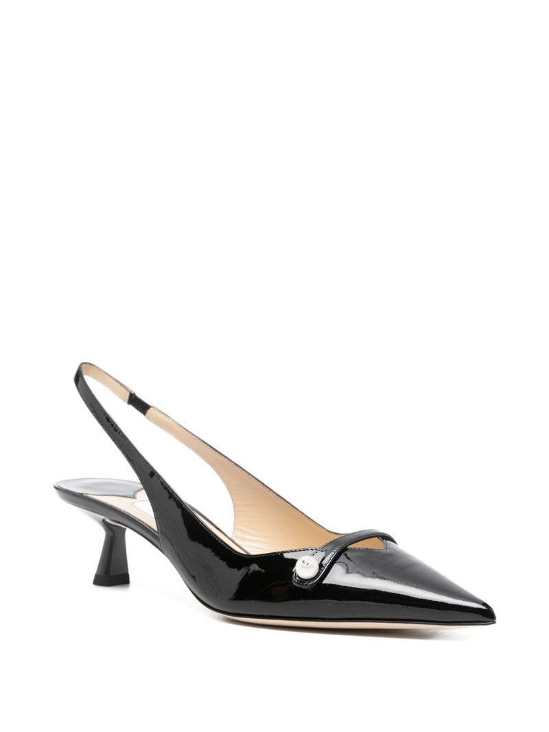 Jimmy Choo Amita 45 patent leather slingback pumps | Urbalenti™ NYC