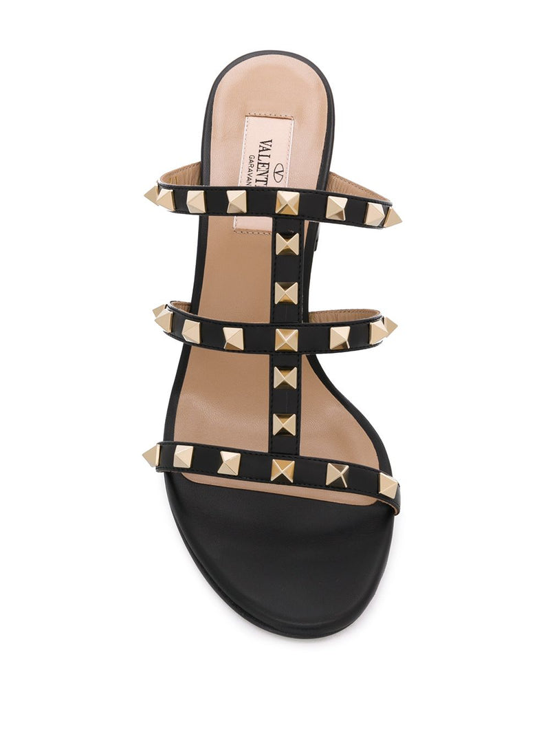 Valentino Garavani Valentino Garavani Rockstud Calfskin Leather Slide Sandal 60 Mm