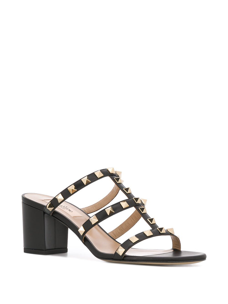 Valentino Garavani Valentino Garavani Rockstud Calfskin Leather Slide Sandal 60 Mm