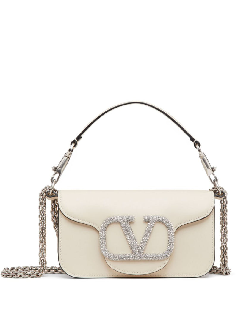 Valentino Garavani small Locò crystal-embellished shoulder bag - Leather... | Urbalenti™ NYC