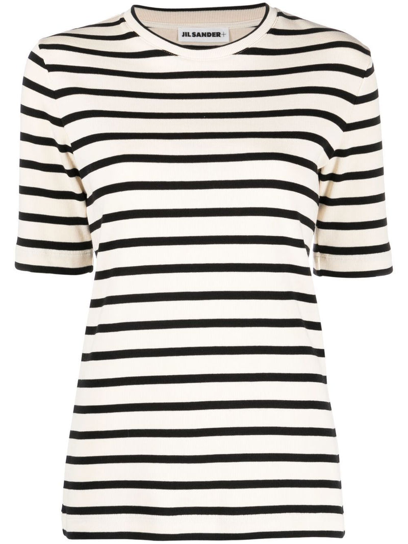 Jil Sander Plus Striped cotton t-shirt | Urbalenti™ NYC