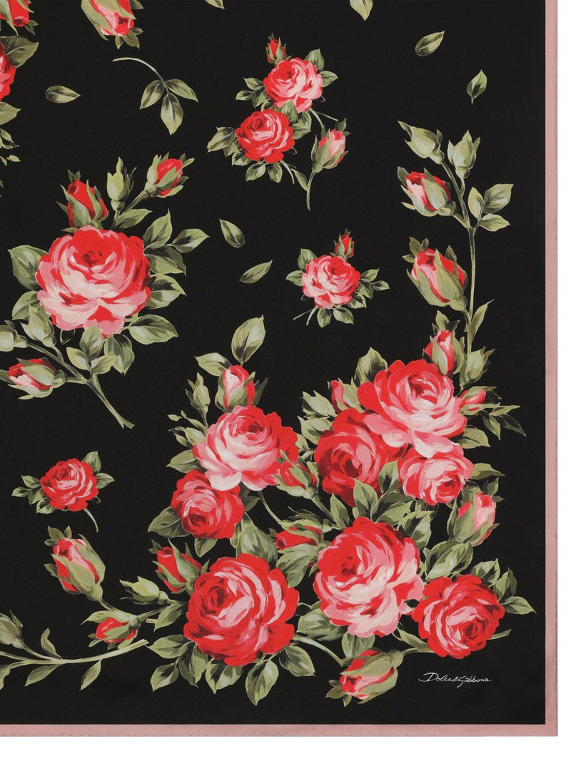 Dolce & Gabbana -Roses Bouquet Print Silk Foulard | Urbalenti™ NYC