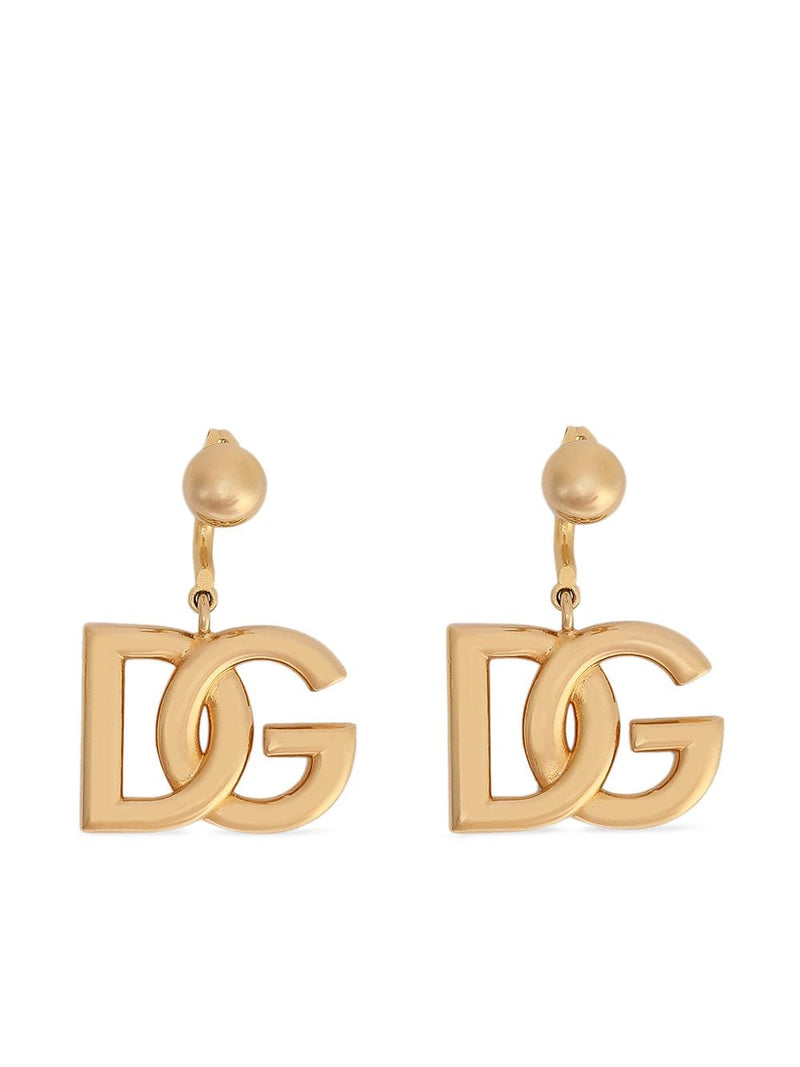 Dolce & Gabbana Dolce & Gabbana-DG logo clip-on earrings in gold-tone brass