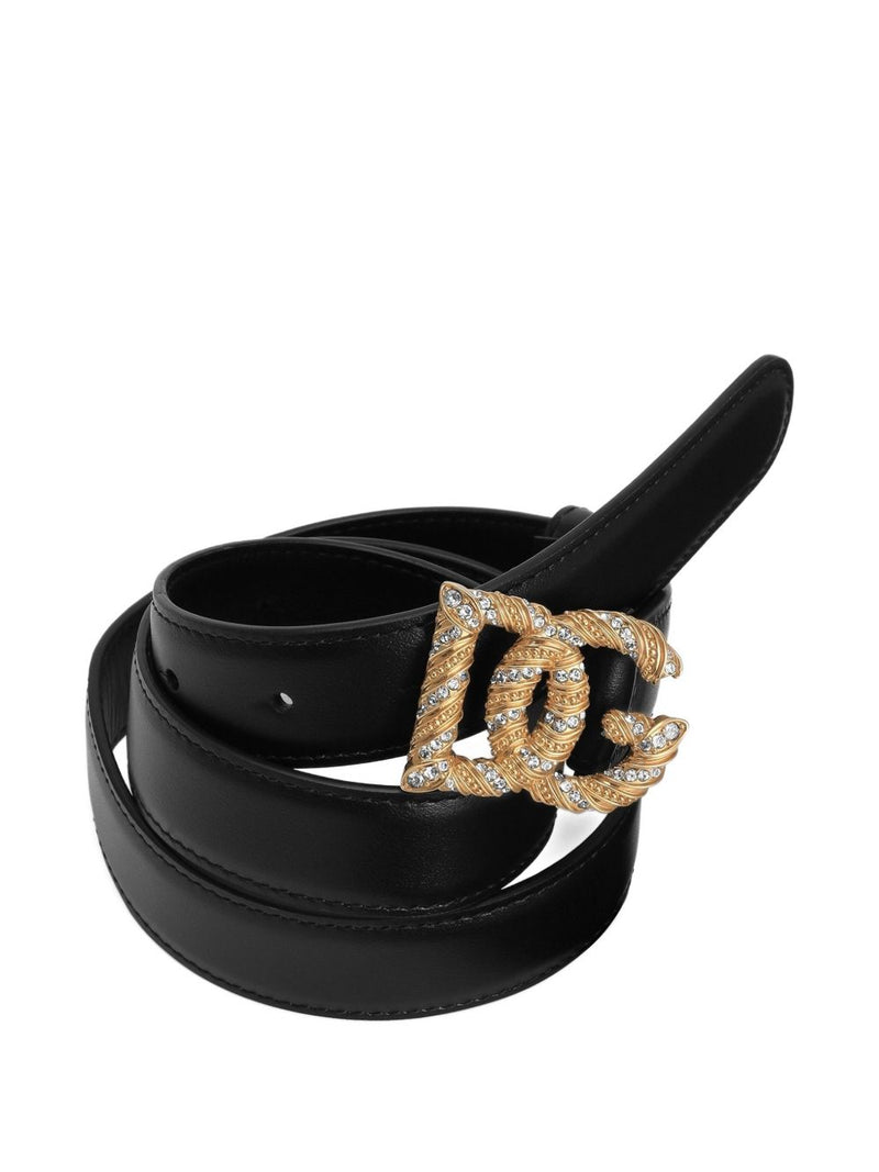 Dolce & Gabbana -leather belt with a gold-tone DG logo buckle | Urbalenti™ NYC