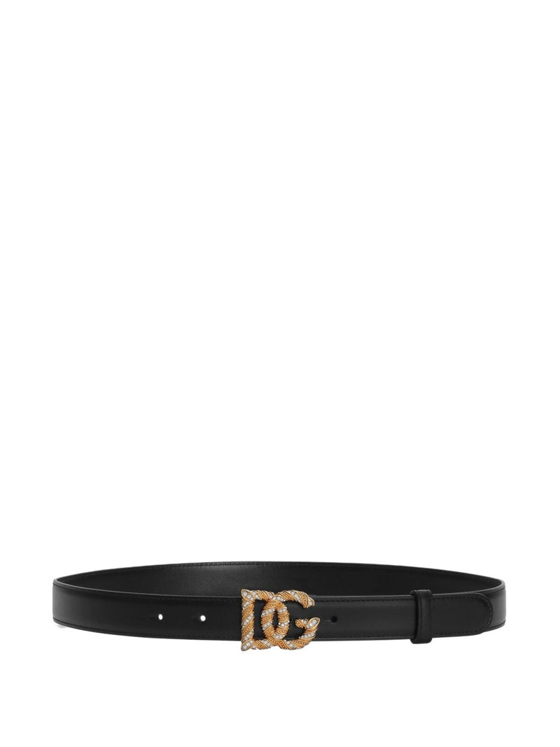 Dolce & Gabbana -leather belt with a gold-tone DG logo buckle | Urbalenti™ NYC
