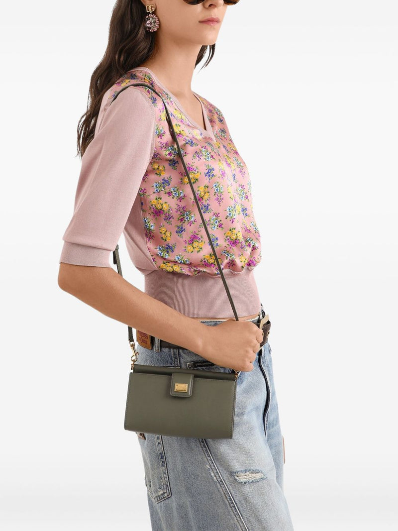 Dolce & Gabbana - plongé calfskin phone bag in olive gree... | Urbalenti™ NYC