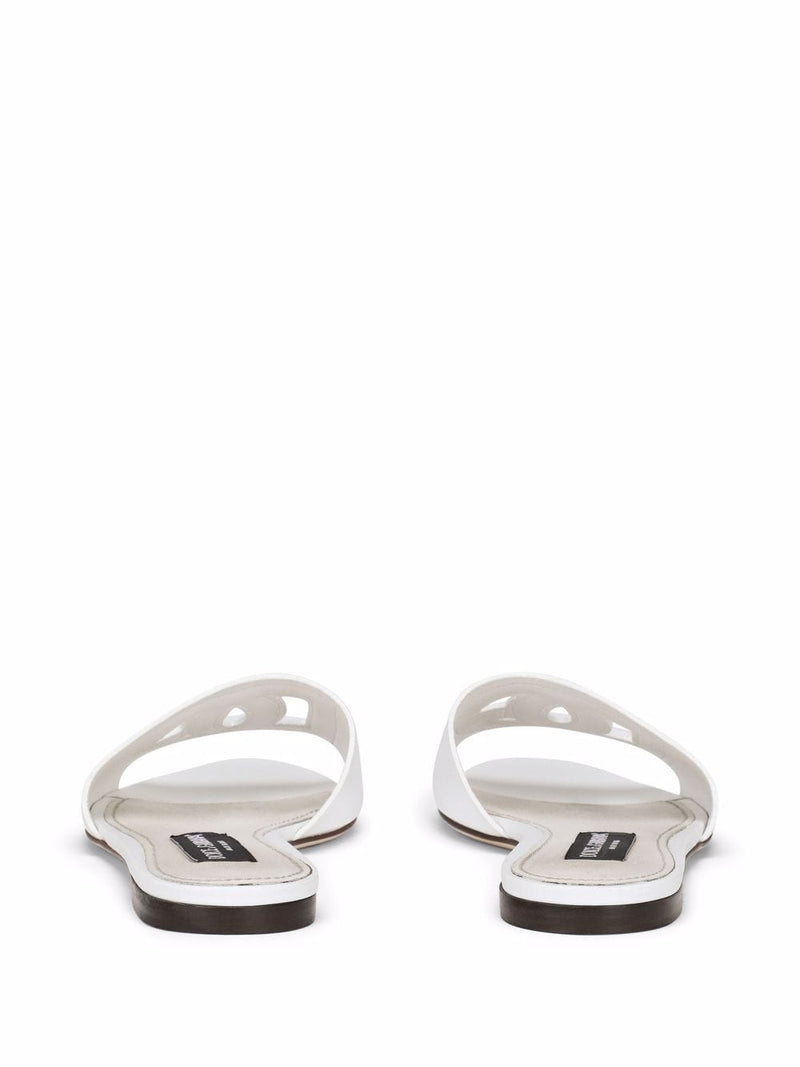 Dolce & Gabbana -DG Logo slides in white calf leather | Urbalenti™ NYC