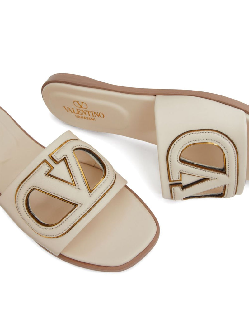 Valentino Garavani Vlogo Cut-Out Slide Sandal In Calfskin | Urbalenti™ NYC