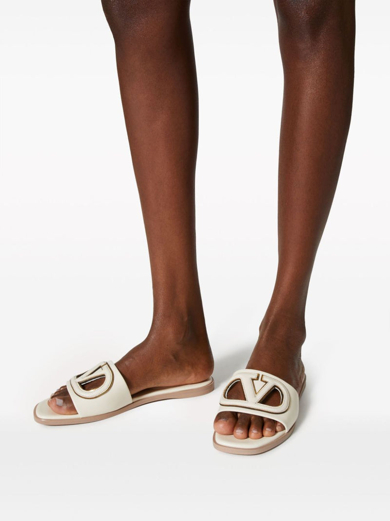 Valentino Garavani Vlogo Cut-Out Slide Sandal In Calfskin | Urbalenti™ NYC