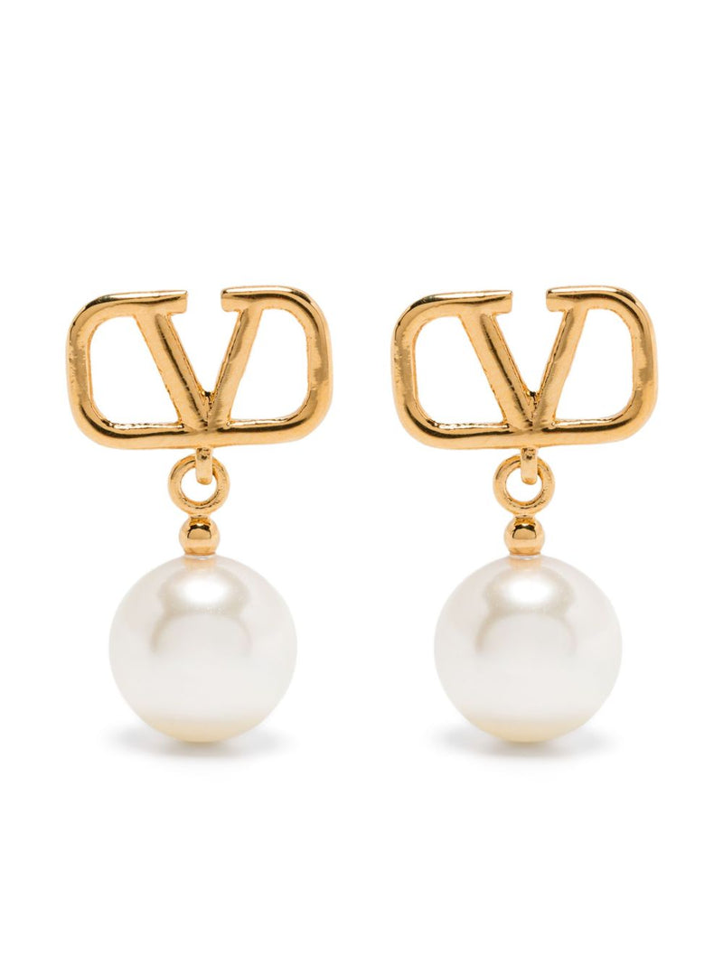 Valentino Garavani -Vlogo Signature Earrings With Swarovski® Pearls | Urbalenti™ NYC