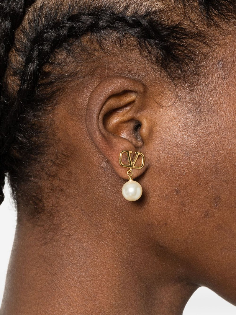 Valentino Garavani -Vlogo Signature Earrings With Swarovski® Pearls | Urbalenti™ NYC