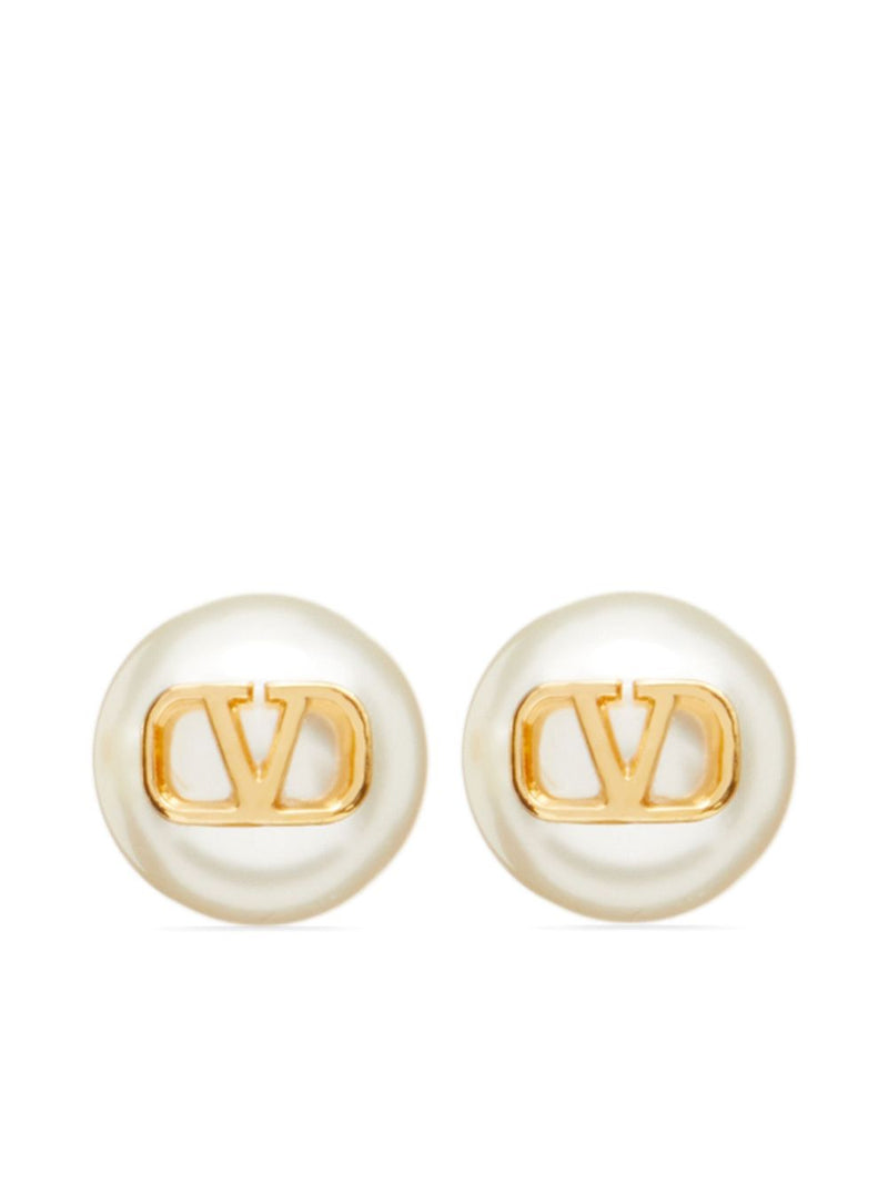 Valentino Garavani -Vlogo Signature Earrings With Pearls | Urbalenti™ NYC