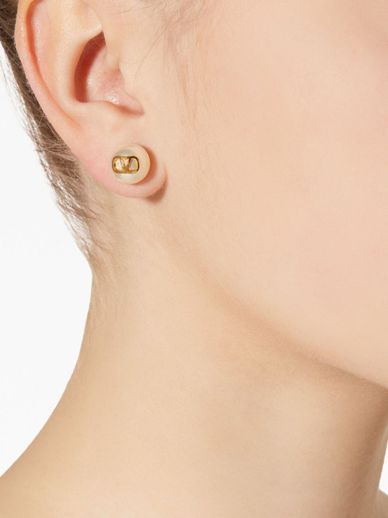 Valentino Garavani -Vlogo Signature Earrings With Pearls | Urbalenti™ NYC