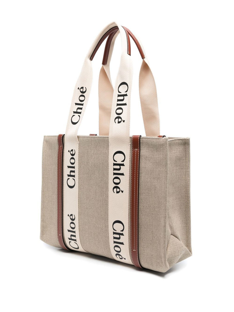 Chloé Chloé Woody Linen Tote Bag
