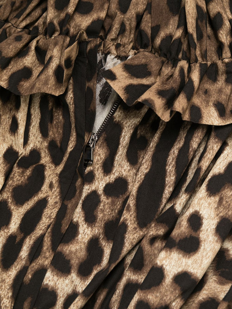Dolce & Gabbana -leopard-print short dress in brown cotto... | Urbalenti™ NYC