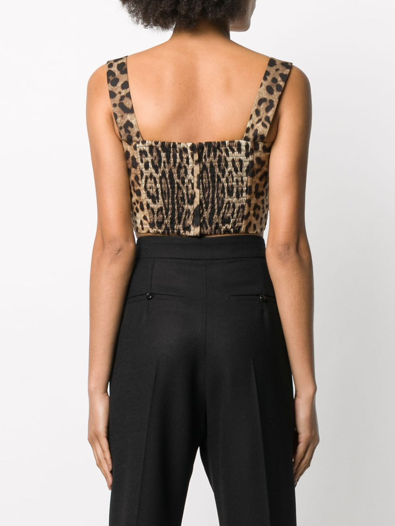 Dolce & Gabbana -Leopard-print cotton crop top | Urbalent... | Urbalenti™ NYC