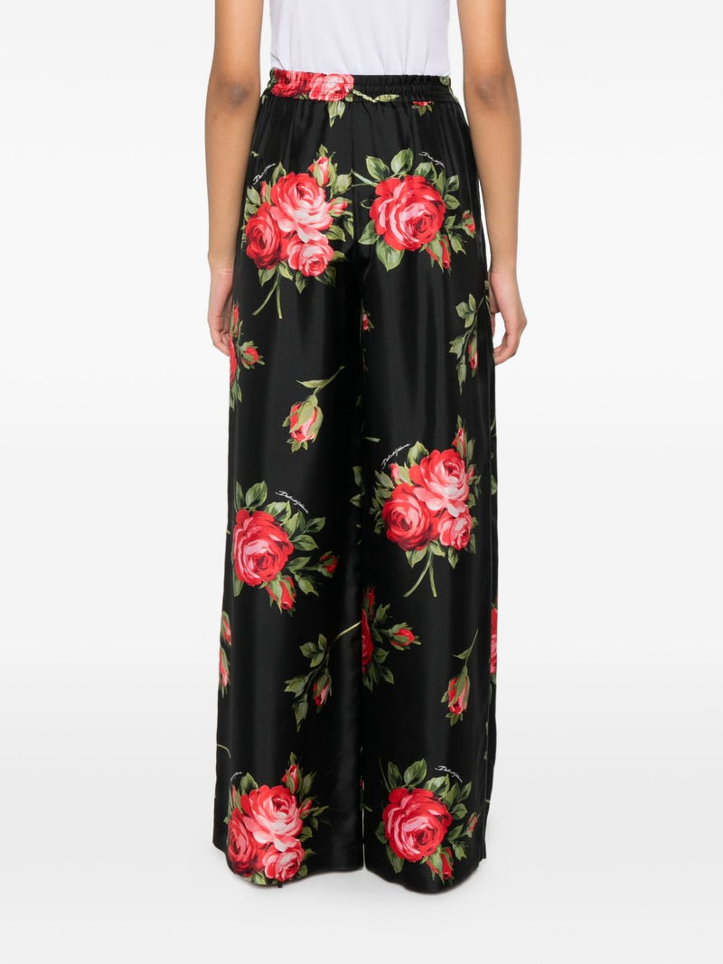 Dolce & Gabbana -Floral print silk-twill wide-leg pants |... | Urbalenti™ NYC
