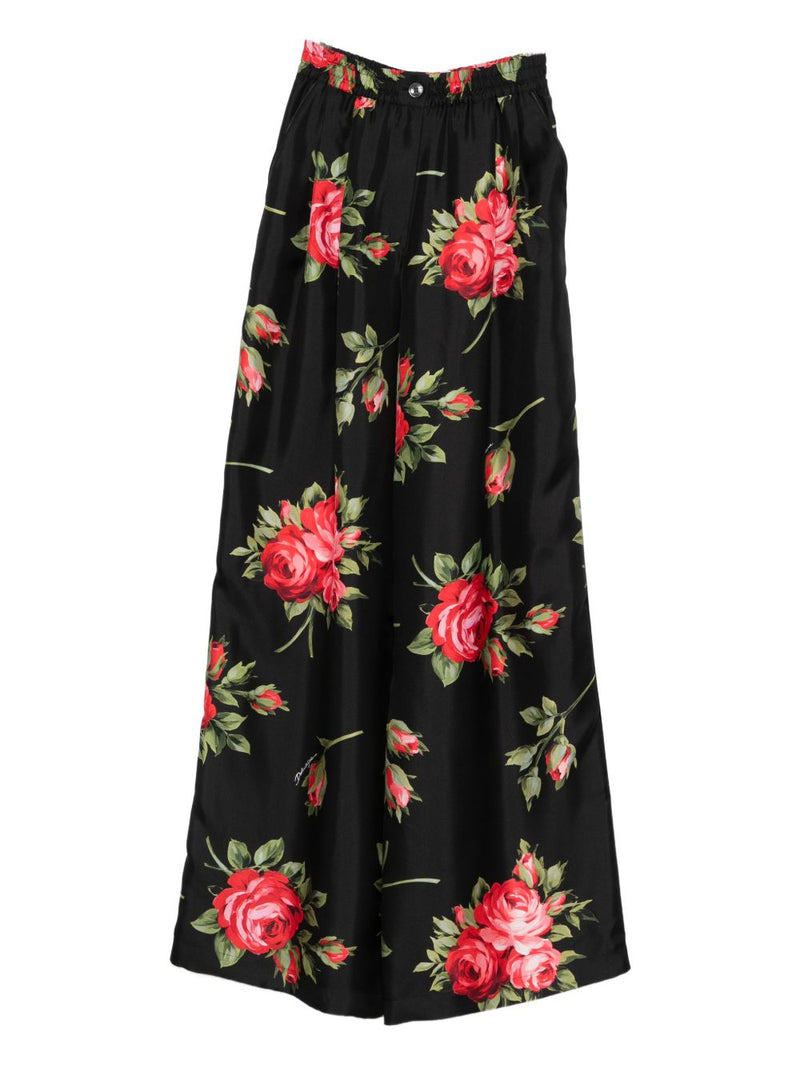 Dolce & Gabbana -Floral print silk-twill wide-leg pants |... | Urbalenti™ NYC
