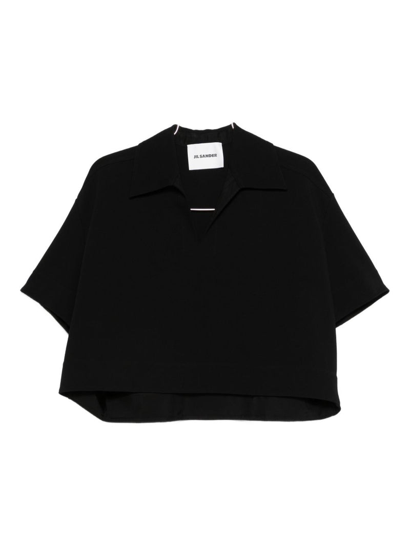 Jil Sander V-neck short sleeves straight hem Cropped polo shirt | Urbalenti™ NYC