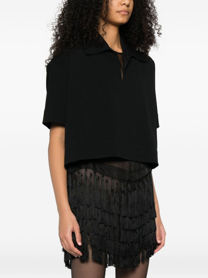 Jil Sander V-neck short sleeves straight hem Cropped polo shirt | Urbalenti™ NYC
