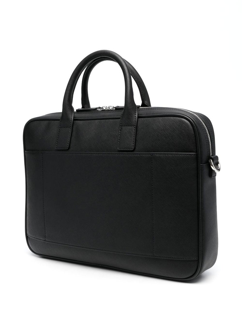 Bolso de negocios Emporio Armani Asv de piel Saffiano regenerada con placa de águila | URBALENTI ™
