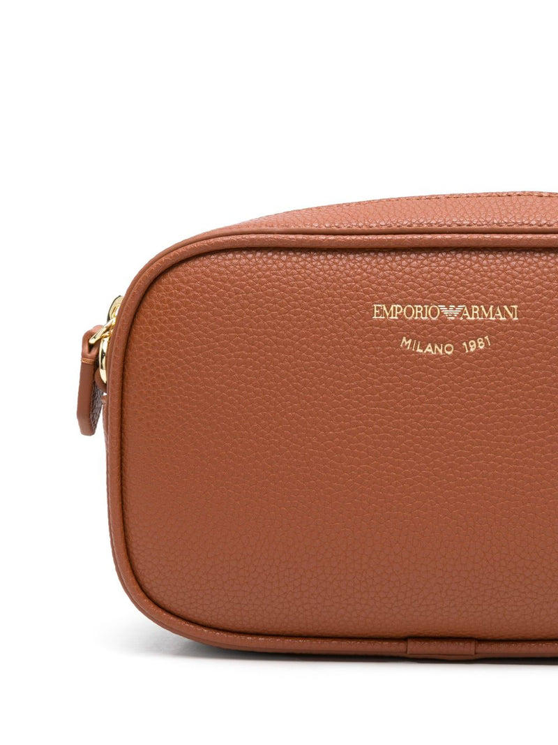 Emporio Armani logo-debossed leather camera bag | Urbalenti™ NYC