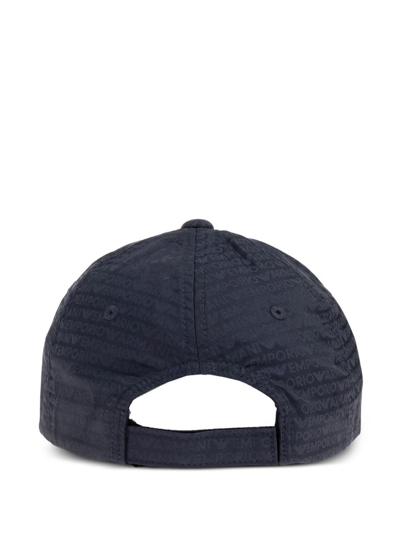 Emporio Armani Baseball Hat In Jacquard Nylon With All-Over Lettering Logo | Urbalenti™ NYC