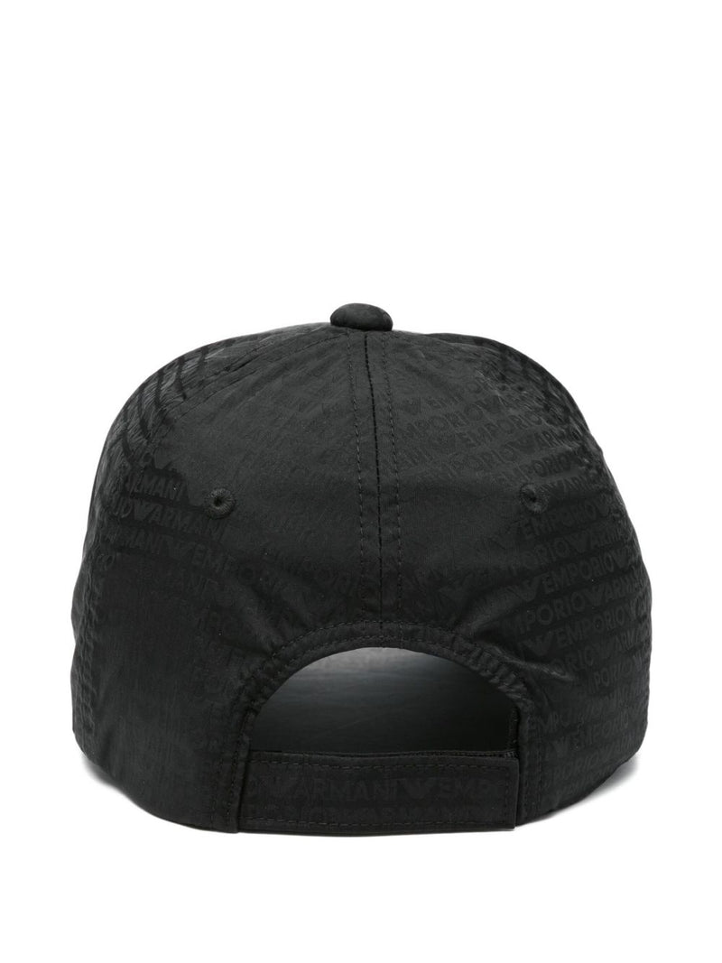Emporio Armani Emporio Armani Baseball Hat In Jacquard Nylon With All-Over Lettering Logo