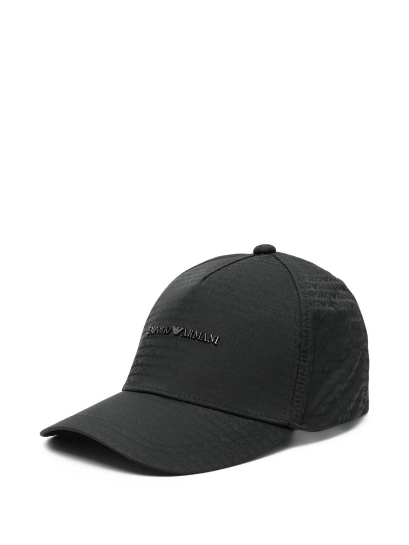 Emporio Armani Emporio Armani Baseball Hat In Jacquard Nylon With All-Over Lettering Logo