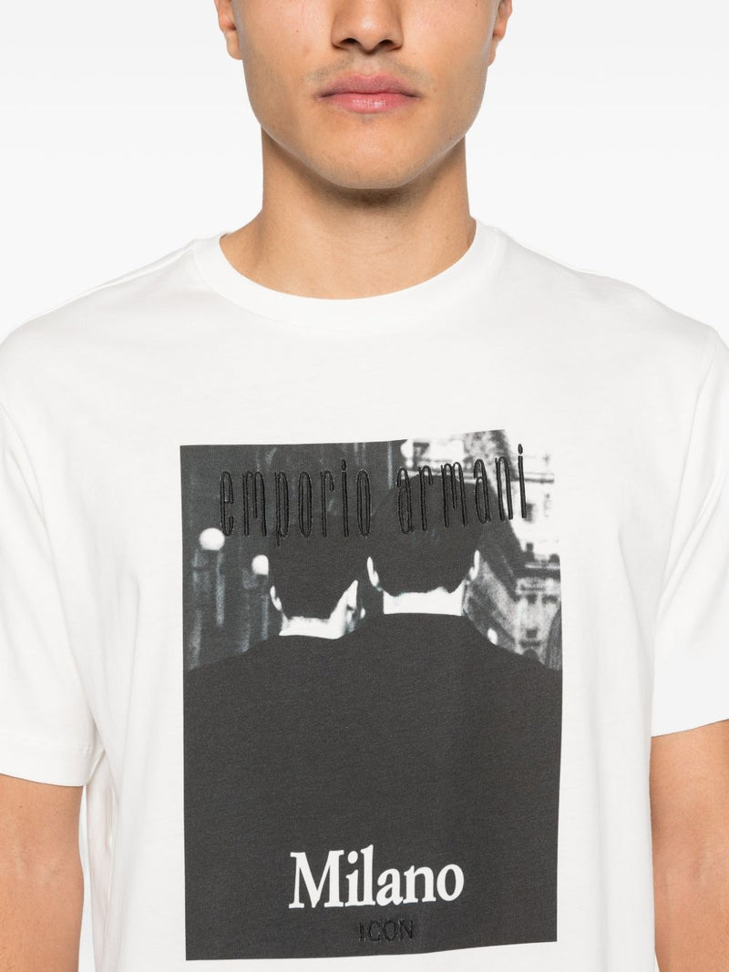 Emporio Armani Printed cotton t-shirt | Urbalenti™ NYC