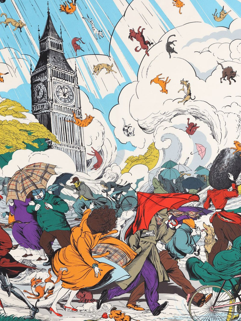 Burberry Raining Cats And Dogs Silk Scarf | Urbalenti™ NYC