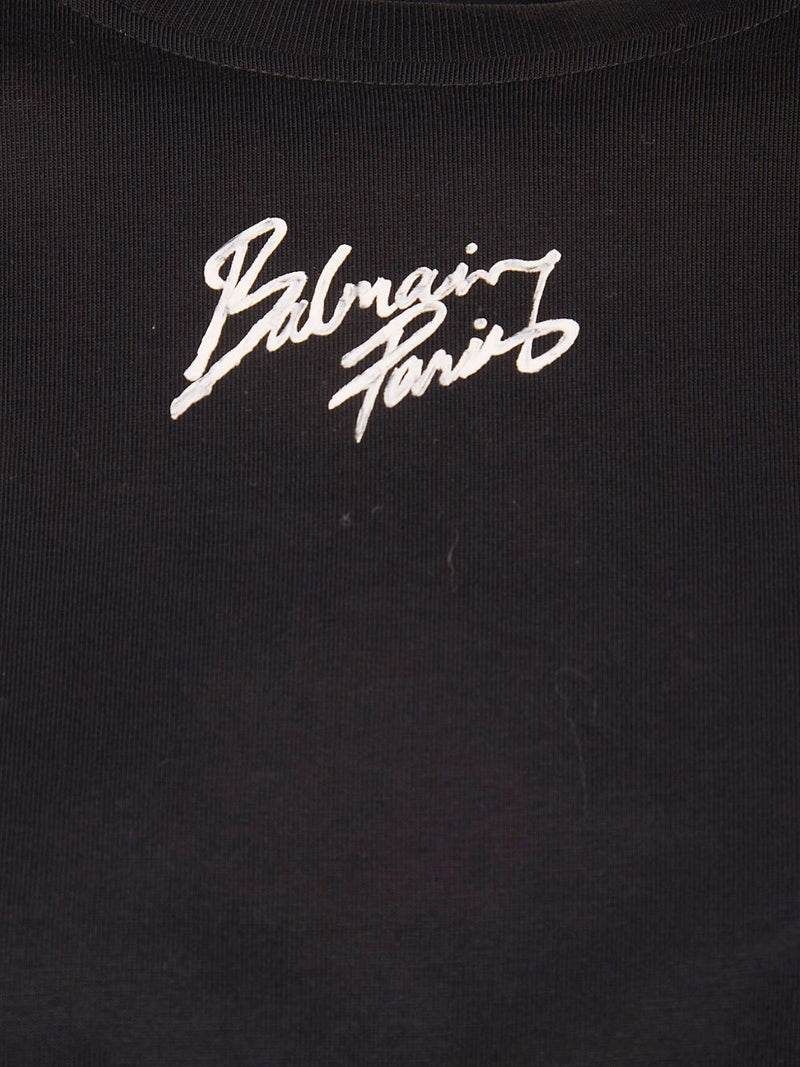 Balmain Balmain Logo cotton cropped t-shirt
