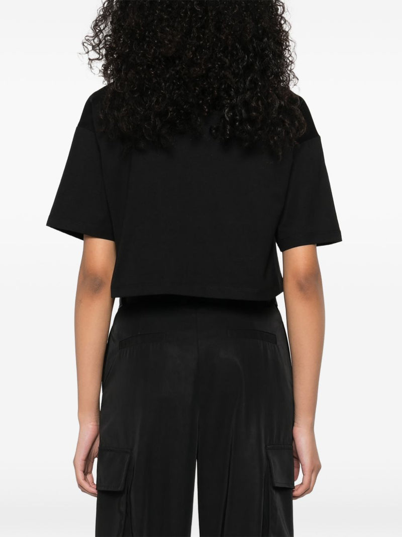 Balmain Balmain Cropped T-shirt with flocked Letter logo