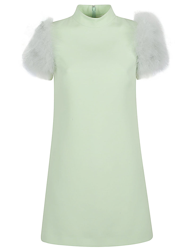 Valentino Feathered wool and silk dress | Urbalenti™ NYC