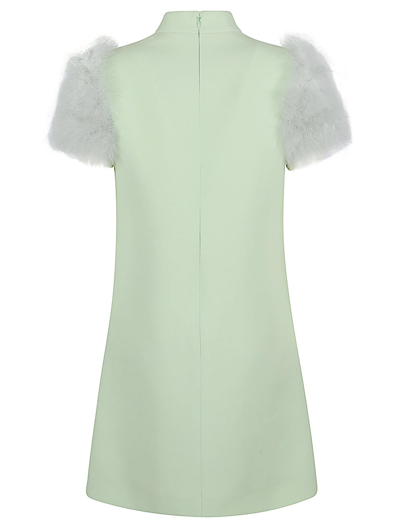 Valentino Feathered wool and silk dress | Urbalenti™ NYC